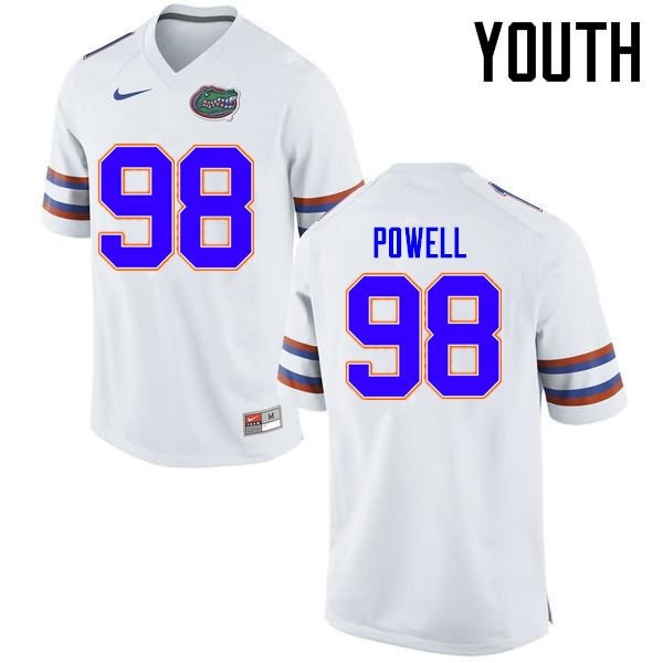 Youth NCAA Florida Gators Jorge Powell #98 Stitched Authentic Nike White College Football Jersey FAM7065SC